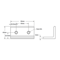 40-540-0 MODULAR SOLUTIONS ANGLE BRACKET 45MM TALL X 90MM WIDE HARDWARE NOT INCLUDED